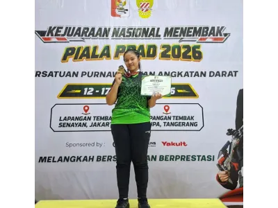Raih Medali Emas Kejuaraan Nasional Menembak Piala PPAD 2026; Kinanti Ayu Budi Larasati Sang Bintang SPENSAGED