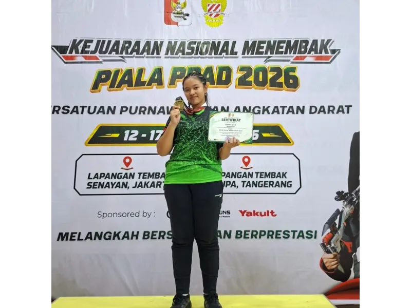 Raih Medali Emas Kejuaraan Nasional Menembak Piala PPAD 2026; Kinanti Ayu Budi Larasati Sang Bintang SPENSAGED