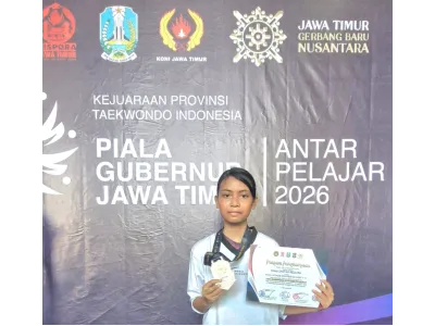 SMPN 1 Gedangan Raih Medali Perak Taekwondo Tingkat Provinsi; Aksi Heroik Naila Zakiyah Azzahra