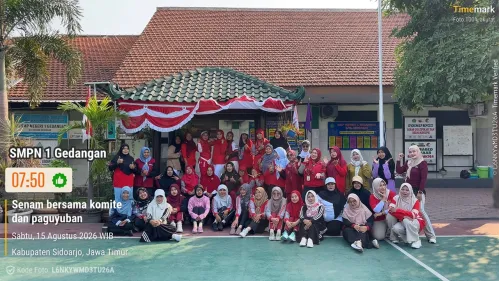 Sinergi Sekolah, Komite, dan Paguyuban SMPN 1 Gedangan; melalui Senam Bersama dan bakti lingkungan